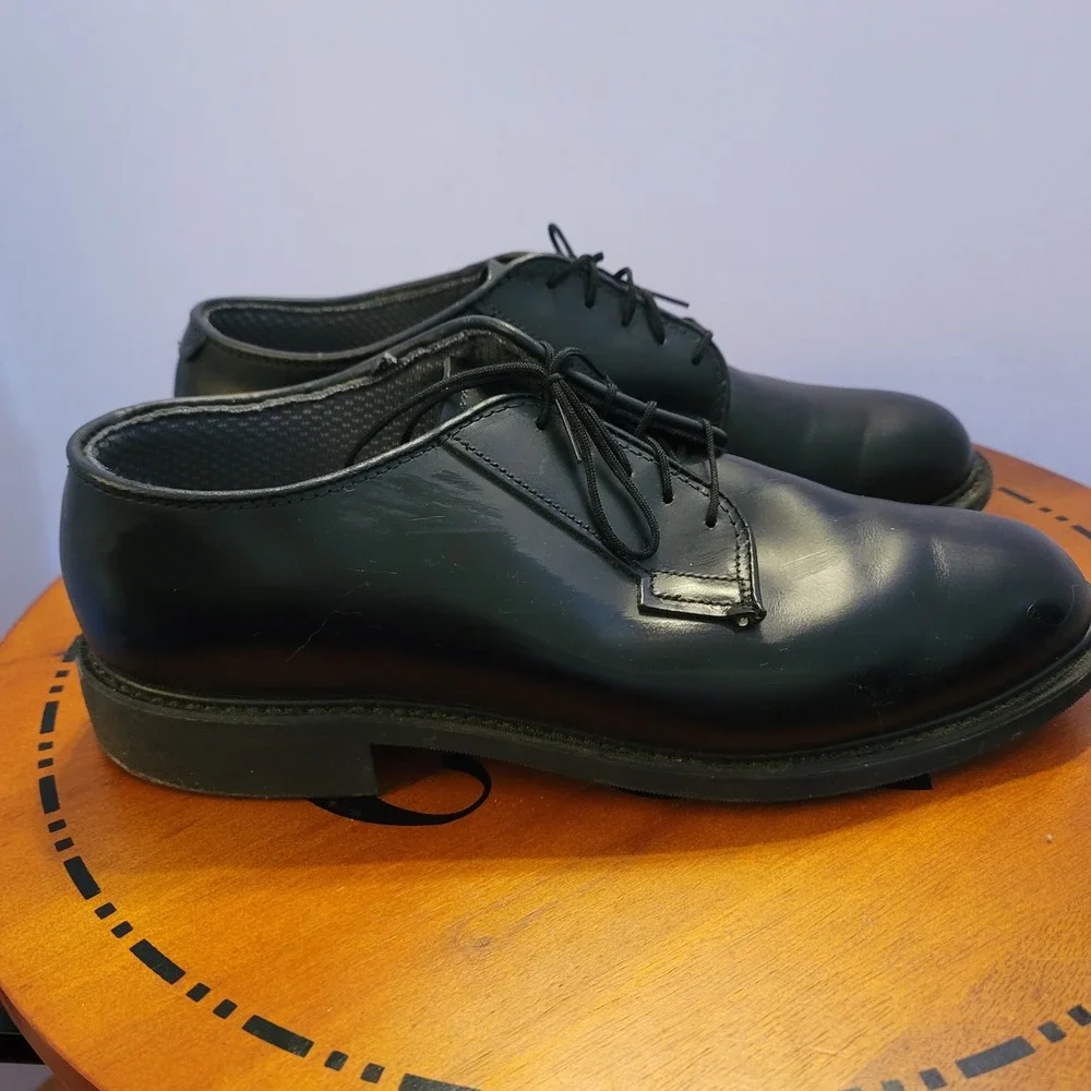 Capps Shoe Company Mens Black Leather Uniform Oxford Shoes 90258 Size 10 D USA
